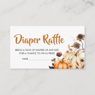 Wildflower Fall Pumpkin Baby Shower Diaper Raffle Enclosure Card