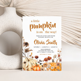 Wildflower Fall Pumpkin Baby Shower Invitation
