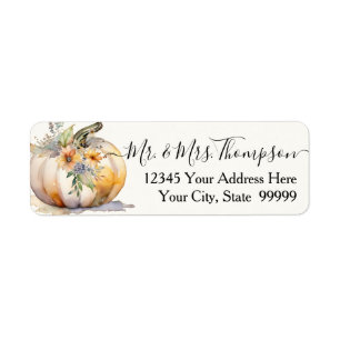 Wildflower Fall Pumpkin Floral Foliage Return Address Label