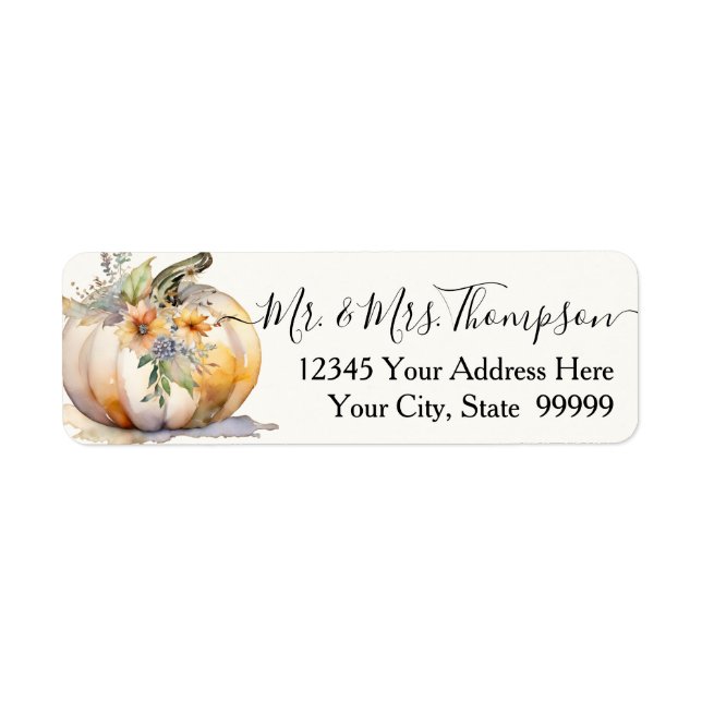 Wildflower Fall Pumpkin Floral Foliage Return Address Label (Front)