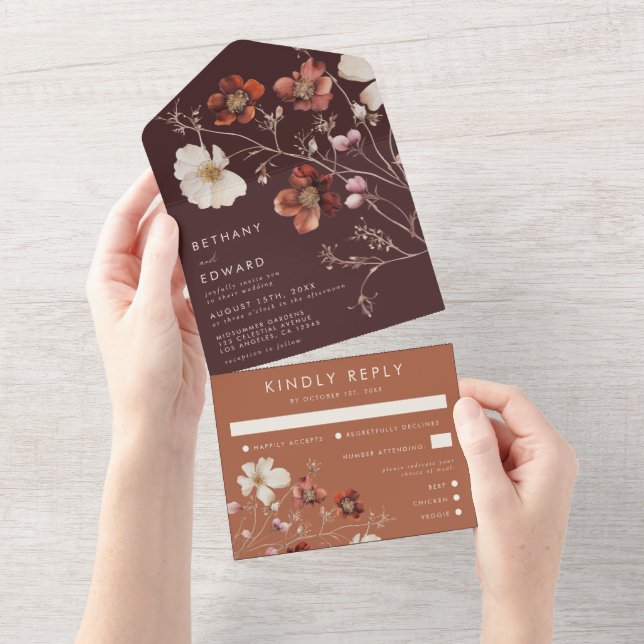 Wildflower Fall Wedding All In One Invitation (Tearaway)
