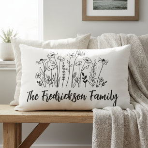 Wildflower Family Name – Housewarming Gift Lumbar Cushion