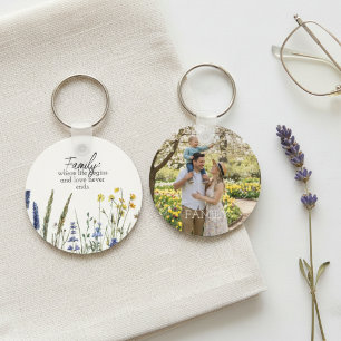 Wildflower family quote watercolor key ring