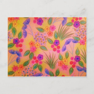 WILDFLOWER FANCY 2 - Cheerful Pink Lovely Floral Postcard