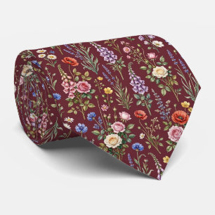 Wildflower Faux Silk English Garden Gentleman's Tie