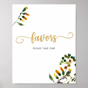 Wildflower favours PLEASE TAKE ONE sign