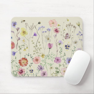 Wildflower Feminine Watercolor Floral Summer Mouse Pad