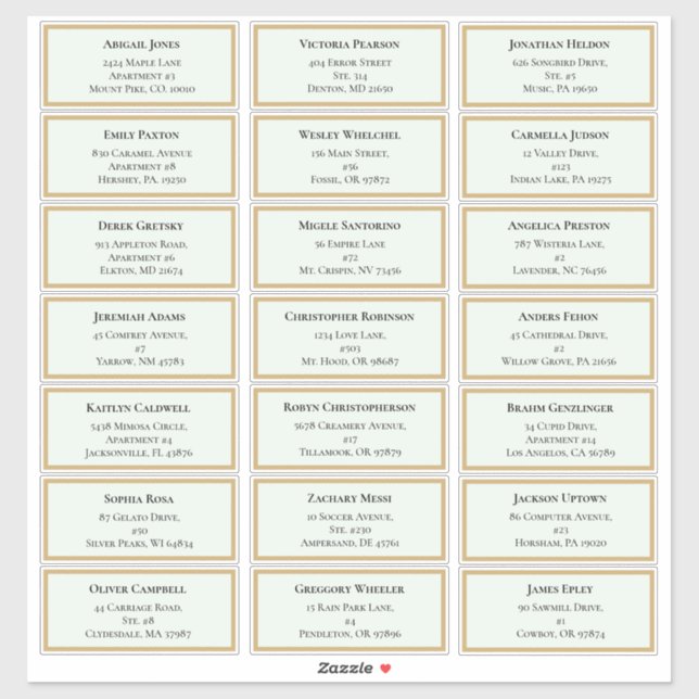 Wildflower Fern Mint Green Wedding Guest Address (Sheet)