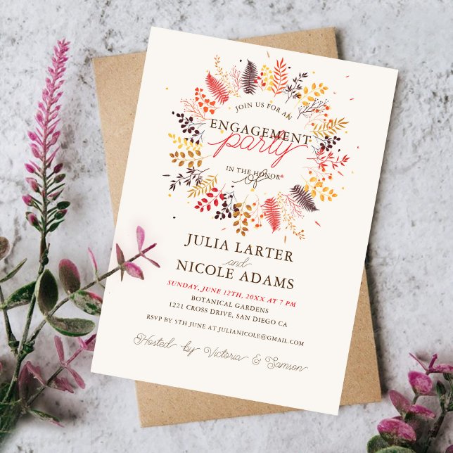 Wildflower Fern Mushroom Foliage Engagement Party Invitation (Creator Uploaded)