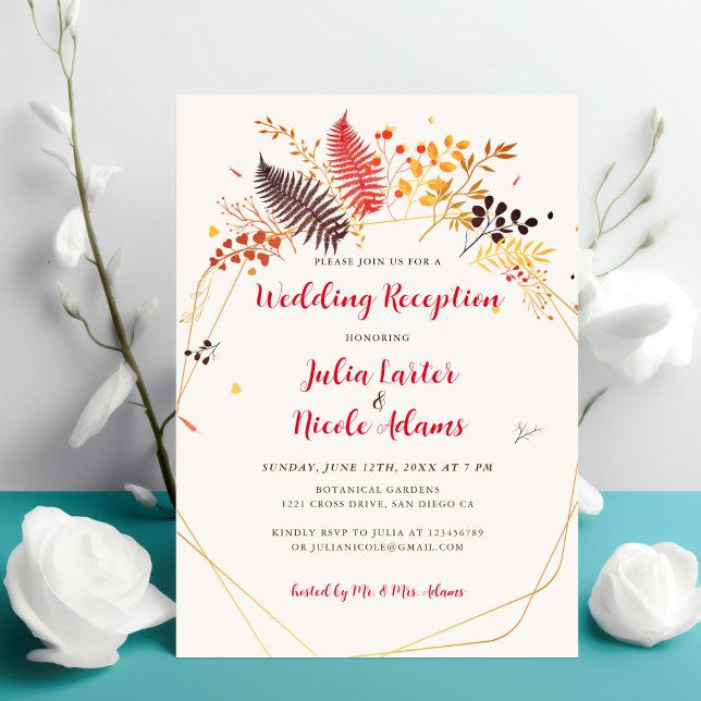 Wildflower Fern Mushroom Foliage Wedding Reception Invitation (Creator Uploaded)