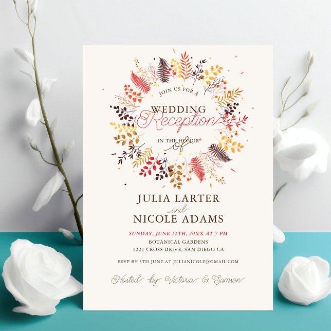 Wildflower Fern Mushroom Foliage Wedding Reception Invitation (Creator Uploaded)
