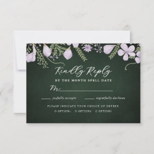 Wildflower & Fern on Forest Green RSVP Card