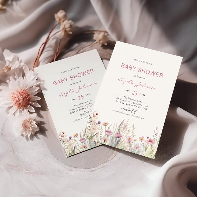 Wildflower Field Baby Shower Watercolor Spring Invitation (Creator Uploaded)