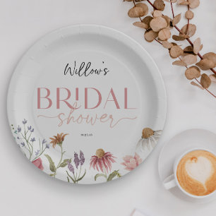 Wildflower Field Boho Bridal Shower Decor Paper Plate
