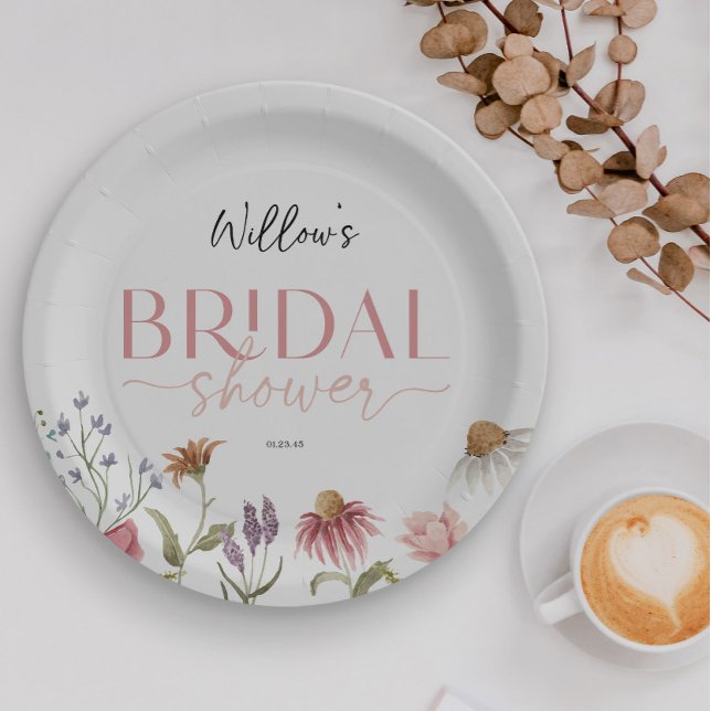 Wildflower Field Boho Bridal Shower Decor Paper Plate (Creator Uploaded)