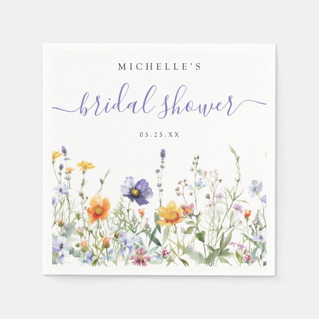Wildflower Field Bridal Shower Napkin (Front)