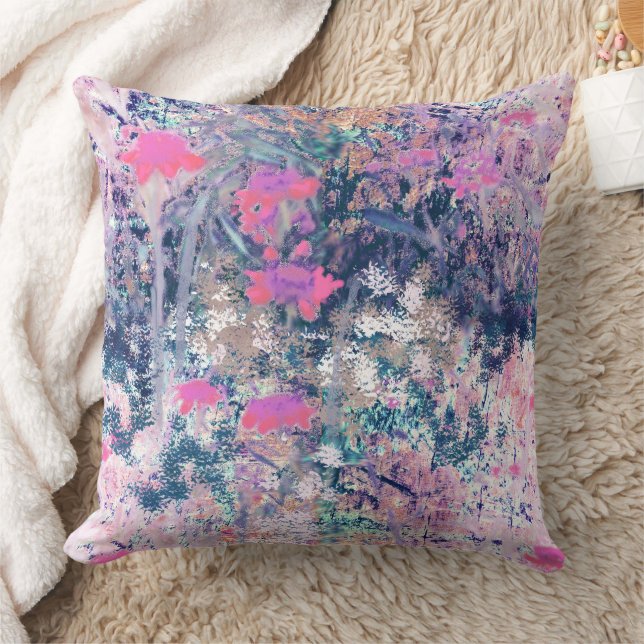 Wildflower Field Impressionism -Pink Cushion (Blanket)