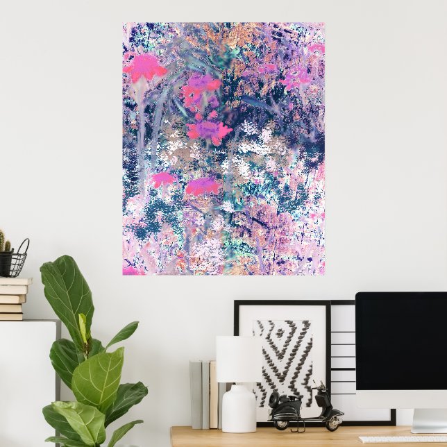 Wildflower field Impressionism- Pink Poster (Home Office)