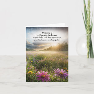 Wildflower Field In Rain Sympathy Thank You Card