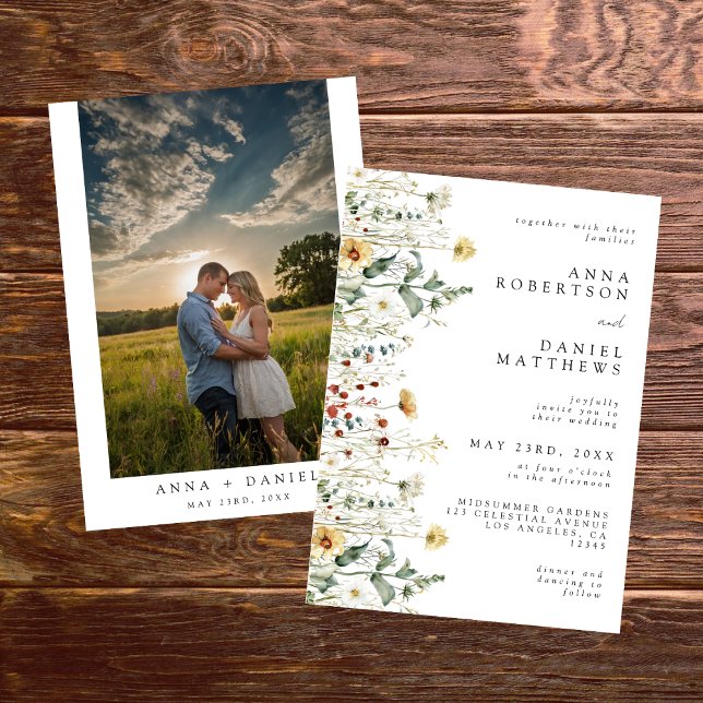 Wildflower Field Photo Wedding Invitation (Creator Uploaded)
