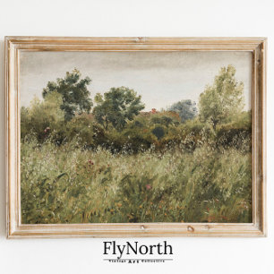 Wildflower Field Vintage Painting Poster