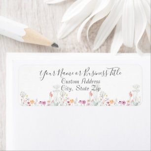 Wildflower Field Watercolor Drawing Return Address Label