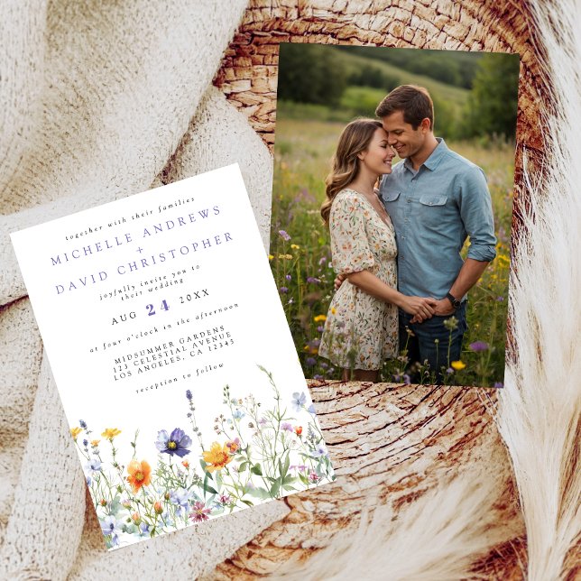 Wildflower Field Wedding Photo Invitation (Creator Uploaded)