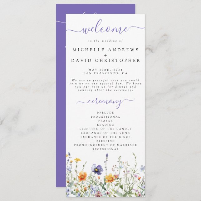 Wildflower Field Wedding Program (Front/Back)