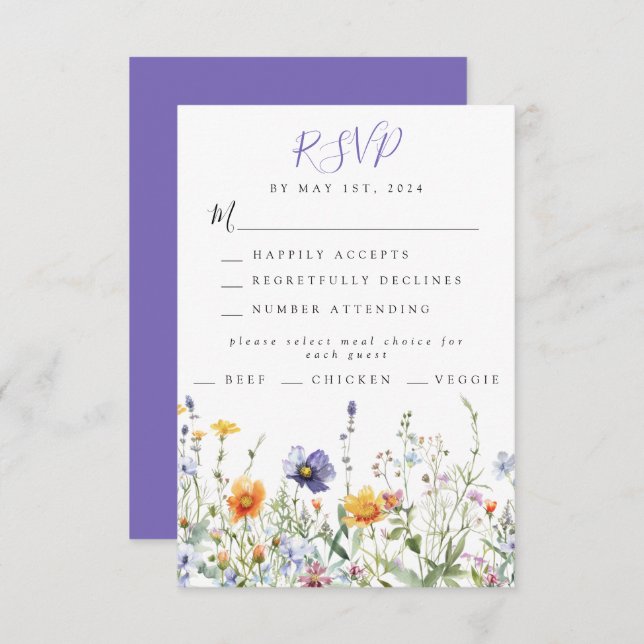 Wildflower Field Wedding RSVP Card (Front/Back)
