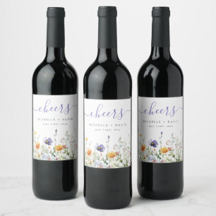 Wildflower Field Wedding Wine Label