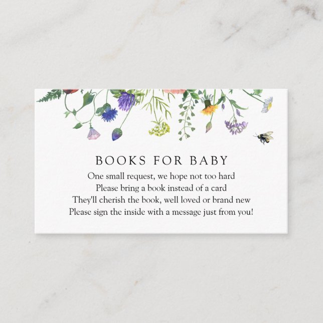 Wildflower Fields and Bees Books for Baby Request  Enclosure Card (Front)
