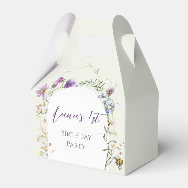 Wildflower First Birthday Favour Box (Front Side)