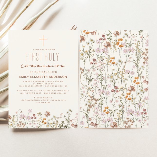 Wildflower First Holy Communion In Bloom Invitation (Creator Uploaded)
