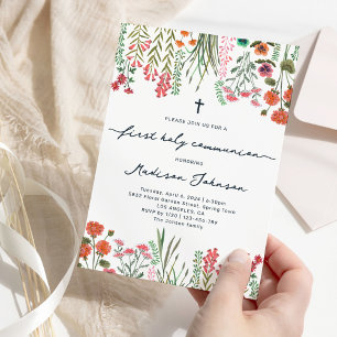 Wildflower First Holy Communion Invitation