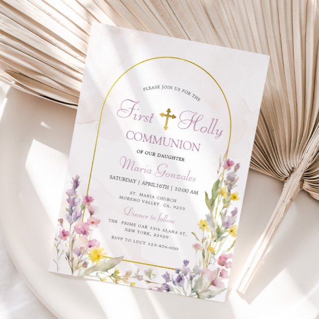 Wildflower First Holy Communion Invitation (Creator Uploaded)