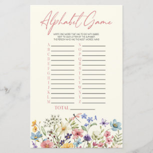 Wildflower Floral Alphabet Baby Shower Game