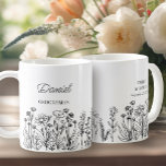 Wildflower Floral Any Colour Line Drawn Groomsman Coffee Mug<br><div class="desc">Wildflower wedding gift mug for anyone in your wedding party. Easy to personalise a mug your best man, groomsmen etc and you can also add the name of the bride and groom and their wedding date on the opposite side. Simple and elegant boho floral design with line drawn wildflowers. You...</div>