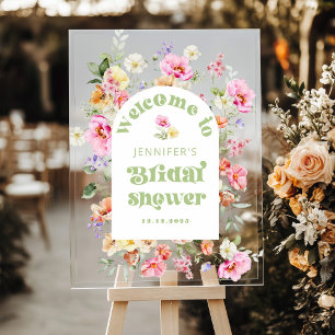 Wildflower floral Arch Bridal shower Welcome Acrylic Sign