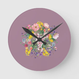 Wildflower Floral Art Nature Inspired Wall Clock