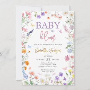 Wildflower Floral Baby in Bloom Baby Shower Invitation