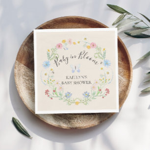 Wildflower Floral Baby in Bloom Watercolor Shower Napkin