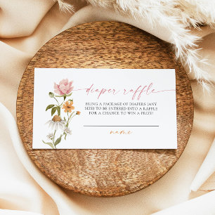 Wildflower Floral Baby Shower Diaper Raffle Card