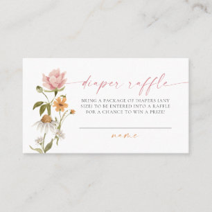 Wildflower Floral Baby Shower Diaper Raffle Card