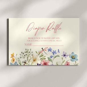 Wildflower Floral Baby Shower Diaper Raffle Enclosure Card