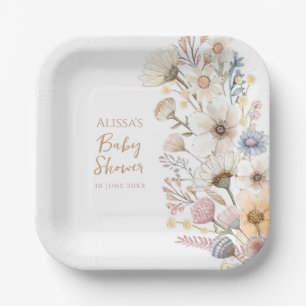 Wildflower Floral Baby Shower Paper Plate