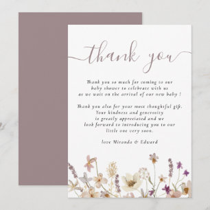 Wildflower Floral Baby Shower Thank You Card