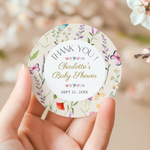 Wildflower Floral Baby Shower Thank You Favour Classic Round Sticker