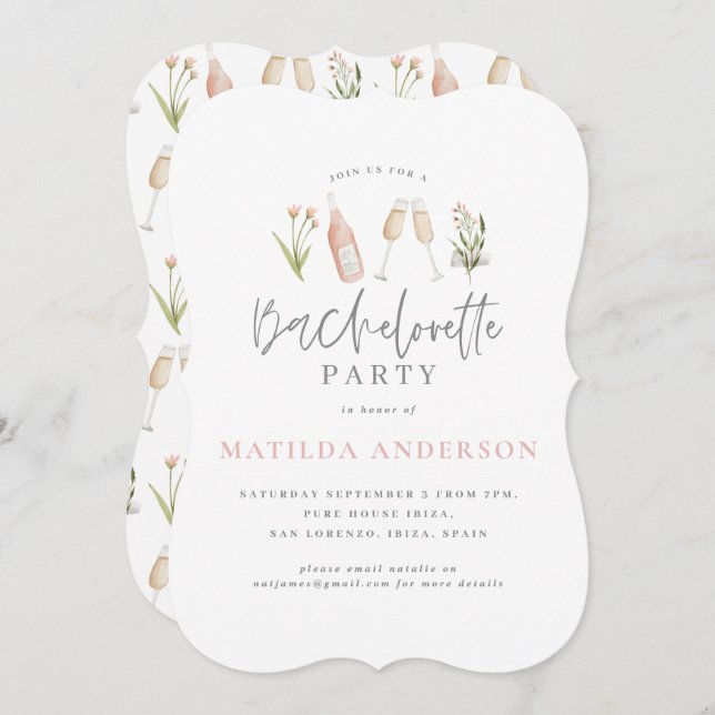wildflower floral bachelorette party invitation (Front/Back)