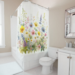 Wildflower Floral Bathroom Shower Curtain