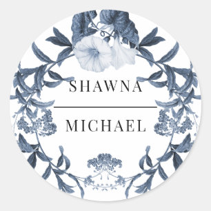 Wildflower Floral Blue n White Spring Wedding Seal